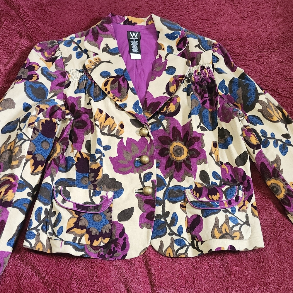 Women's Floral Jacket with Purple Accents
